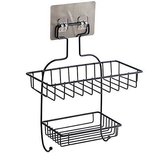 2 Layer Multipurpose Wall Rack, Kitchen Bathroom Corner Shelf Organizer, Bathroom Shower Caddy Basket, Soap Dish Holder Shelf With Hooks, Hanging Shower Caddy Rack, Self Adhesive Storage Organizer 2 Layer Multipurpose Wall Rack, Kitchen Bathroom Corner Shelf Organizer, Bathroom Shower Caddy Basket, Soap Dish Holder Shelf With Hooks, Hanging Shower Caddy Rack, Self Adhesive Storage Organizer